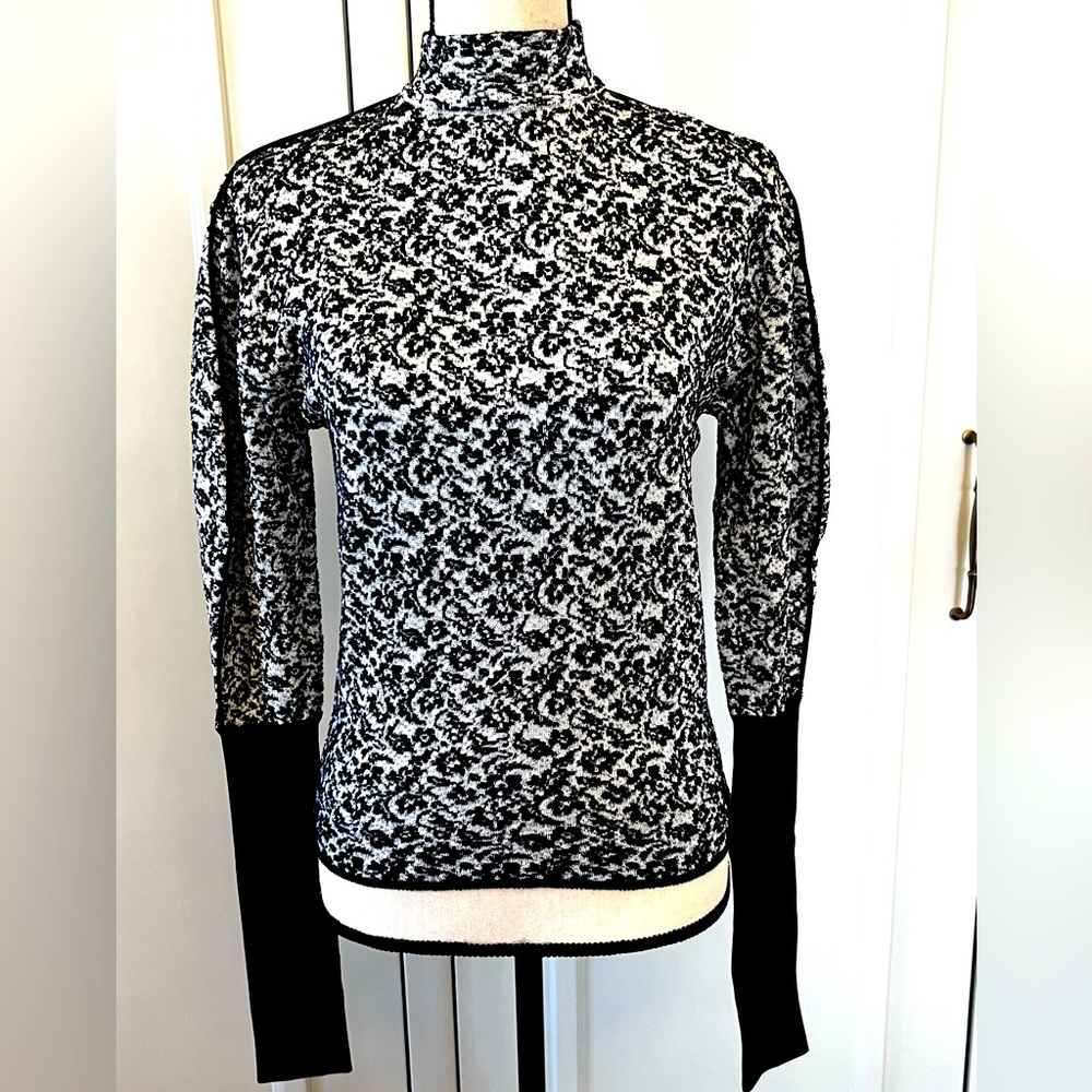 Chloe Floral Print Mock Neck Sweater